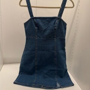 Hollister Denim Mini Dress Button-Strap Sleeveless Size S